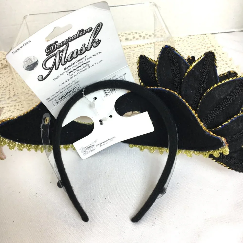 Venetian Blue Velvet Gold Carnival Mask NWT